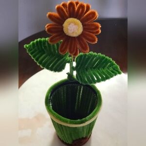 Handmade Pen Holder Decorative Flower Pot Blue And Green